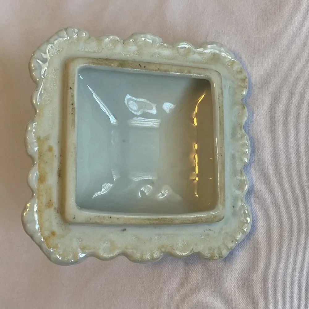 Vintage Victorian Style Floral Porcelain Opalescent Trinket Box